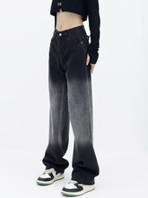Low Waist Washed Straight-Fit Wide-Leg Jeans